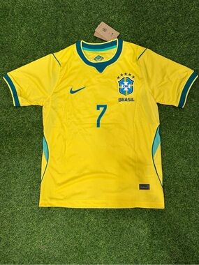 Brazil National Team Men's Yellow #7 Vini Jr Soccer Jersey by Nike